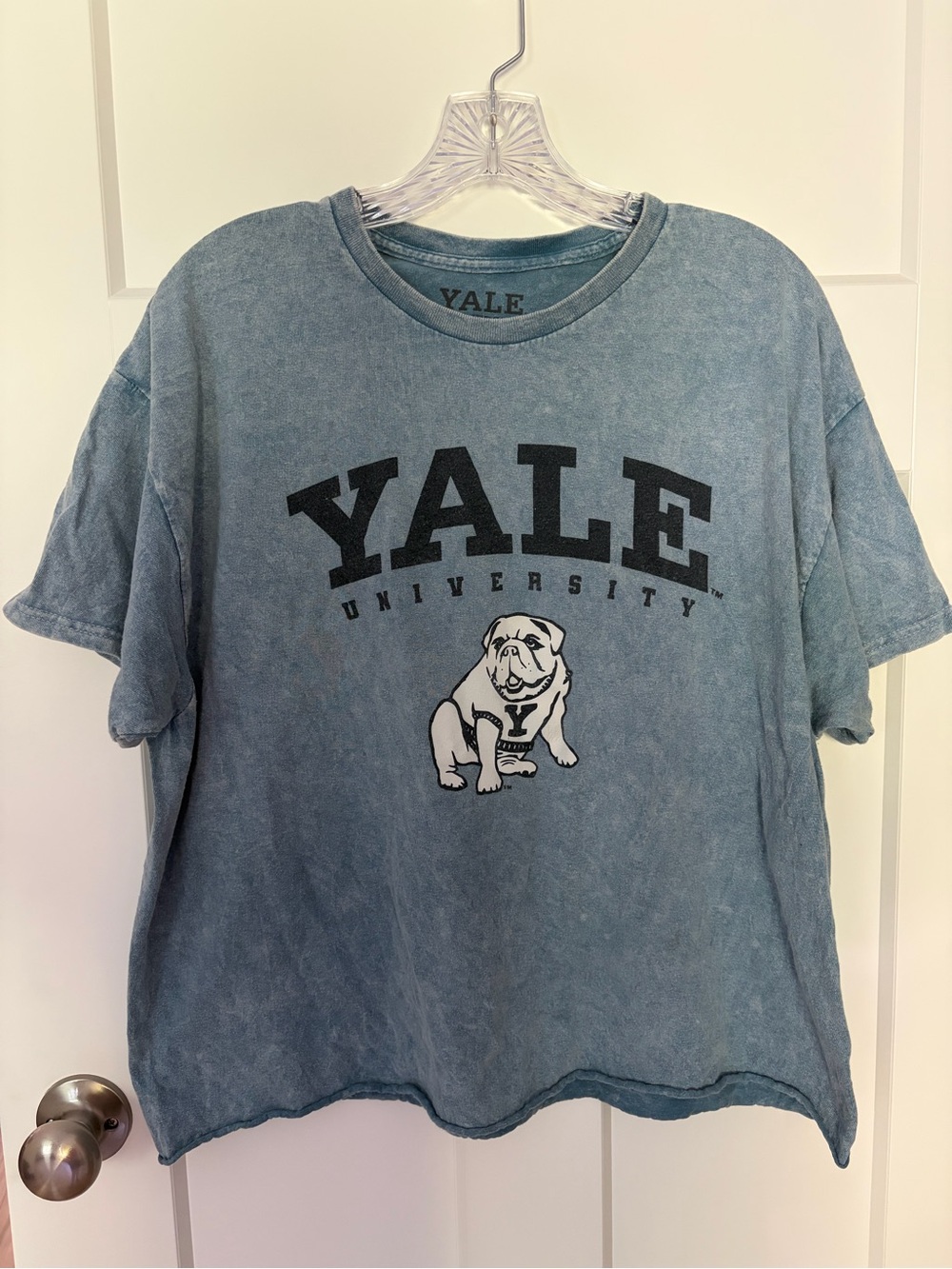 Yale University Bulldog Graphic T Shirt Womens XL Vintage Wash Blue Ivy League